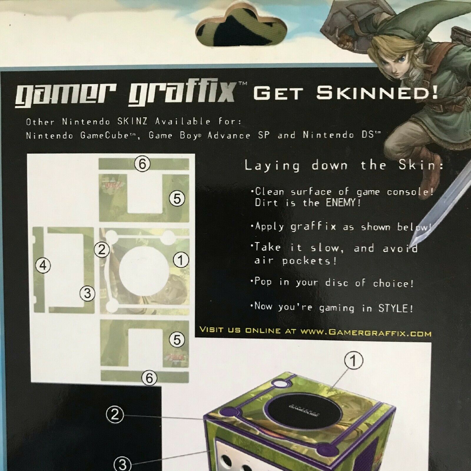 ZELDA Twilight Princess Link Gamer Graffix Skin for Nintendo GAME CUBE - Fresh Stock Dated December 2025