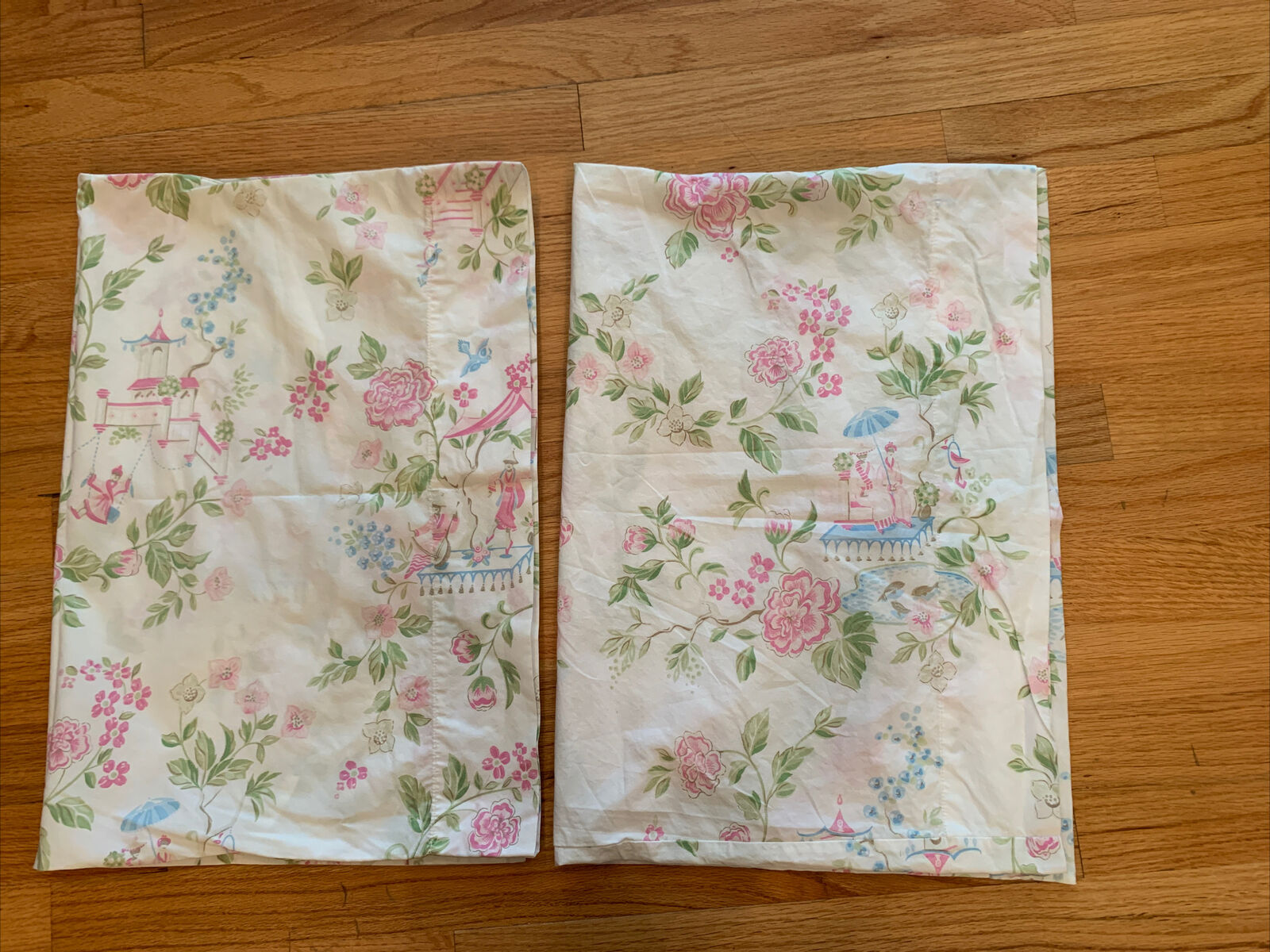 Pottery Barn Kids cherry blossom asian toile two standard pillow cases - Fresh Stock Dated December 2025