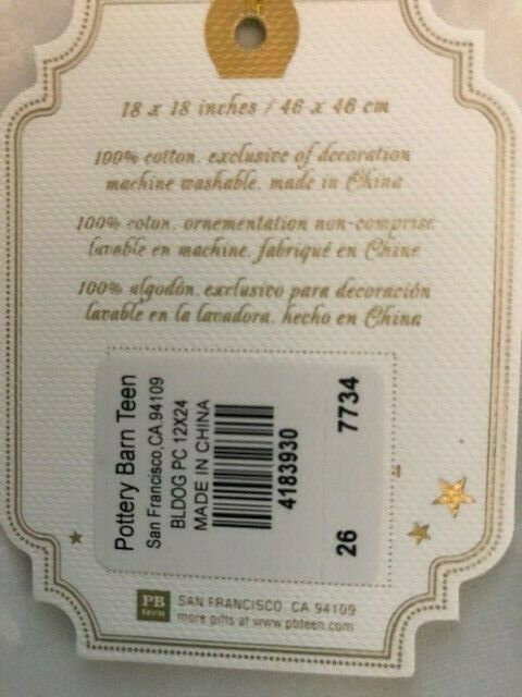 Pottery Barn Teen Party Dogs Pillow Cover White French Bulldog  12