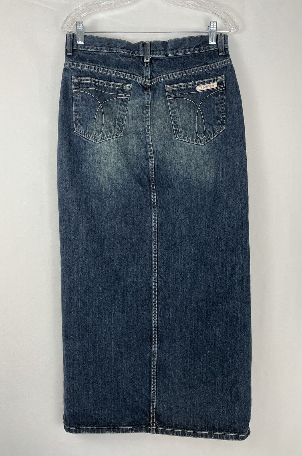 Calvin Klein VTG Juniors Long Slit Jean Skirt Dark Blue Denim Traditional size 5 - Fresh Stock Dated March 2026