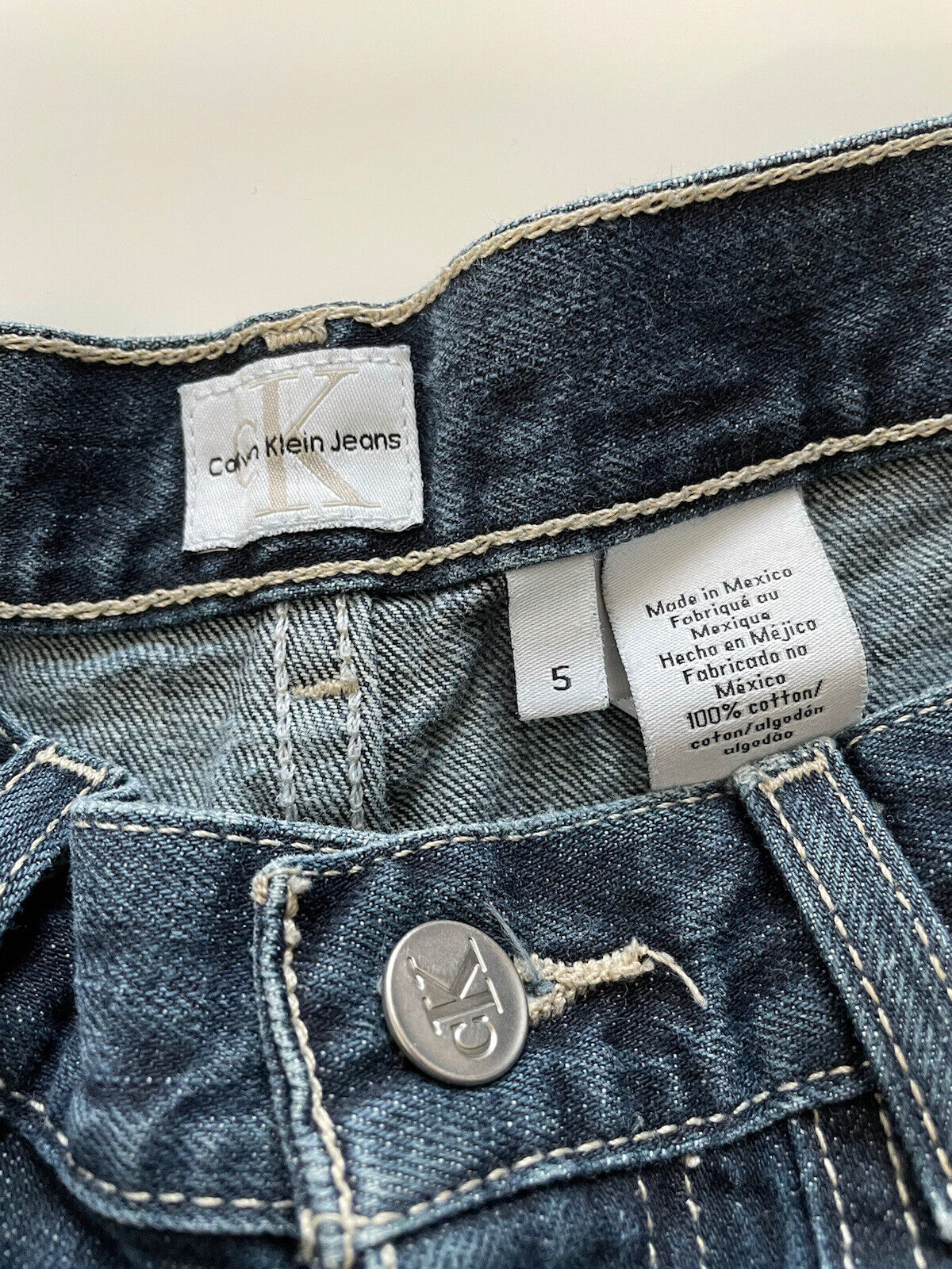 Calvin Klein VTG Juniors Long Slit Jean Skirt Dark Blue Denim Traditional size 5 - Fresh Stock Dated March 2026