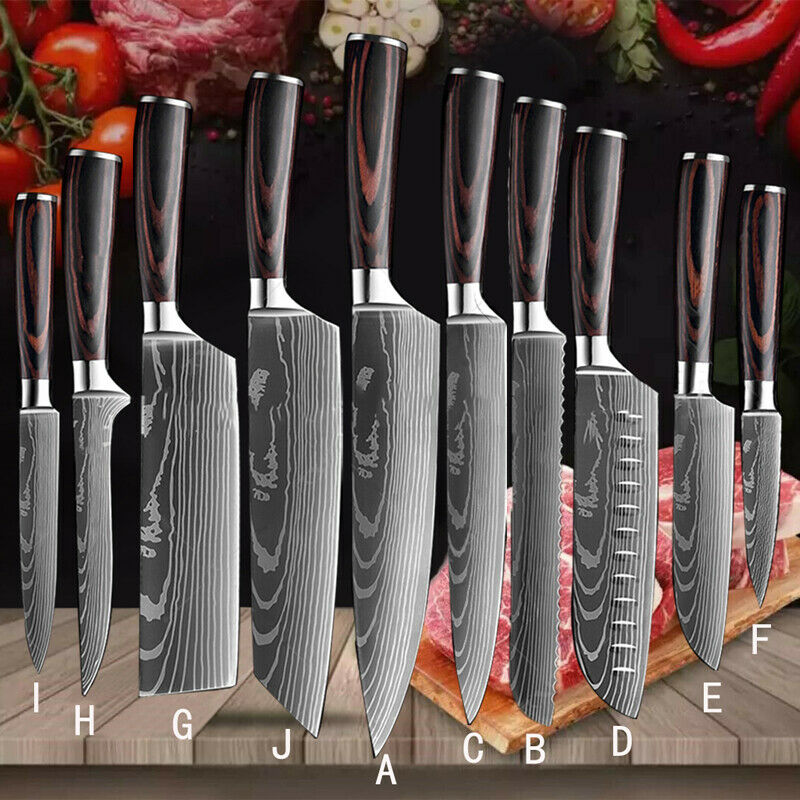 12Piece Kitchen Set Japanese Knife Damascus Pattern Stainless Steel Chef Knives - Fresh Stock Dated December 2025
