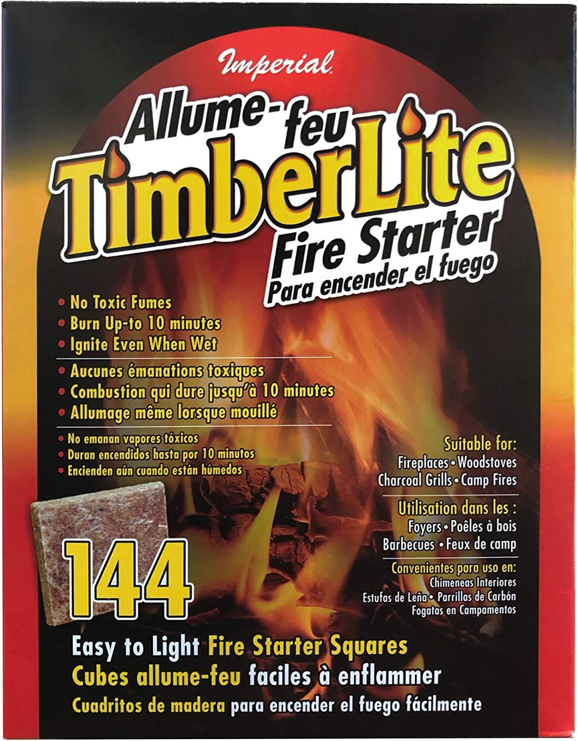KK0313 Timberlite Fire Starter, 144 Squares, Brown, 144 Pack - Fresh Stock Dated December 2025