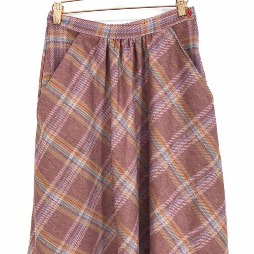 Size 11/12 Vintage Family Fashions by Avon Plaid Pockets Pleated Midi Skirt C064 - Fresh Stock Dated February 2026