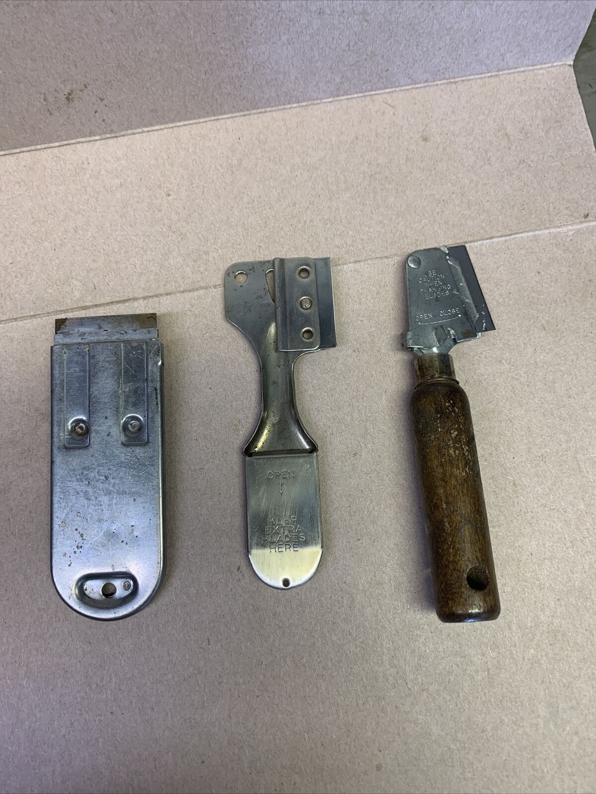 (3) VINTAGE RAZOR BLADE Type SCRAPPERS - Fresh Stock Dated February 2026