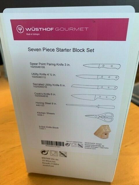 Wusthof Gourmet - 7 Pc. Starter Knife Block 1095070703 in retail box - Fresh Stock Dated December 2025
