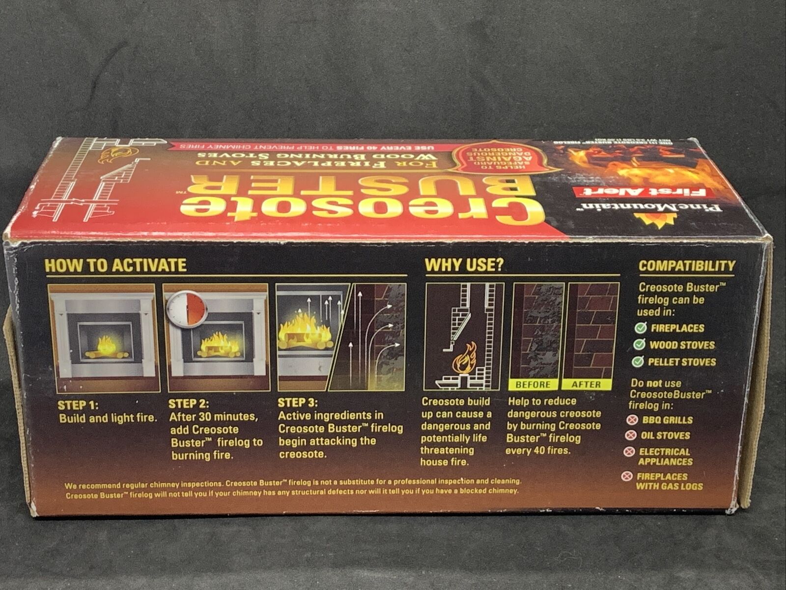 Pine Mountain Creosote Buster Safety Fire Log First Alert 3.5 Lb - Fresh Stock Dated December 2025