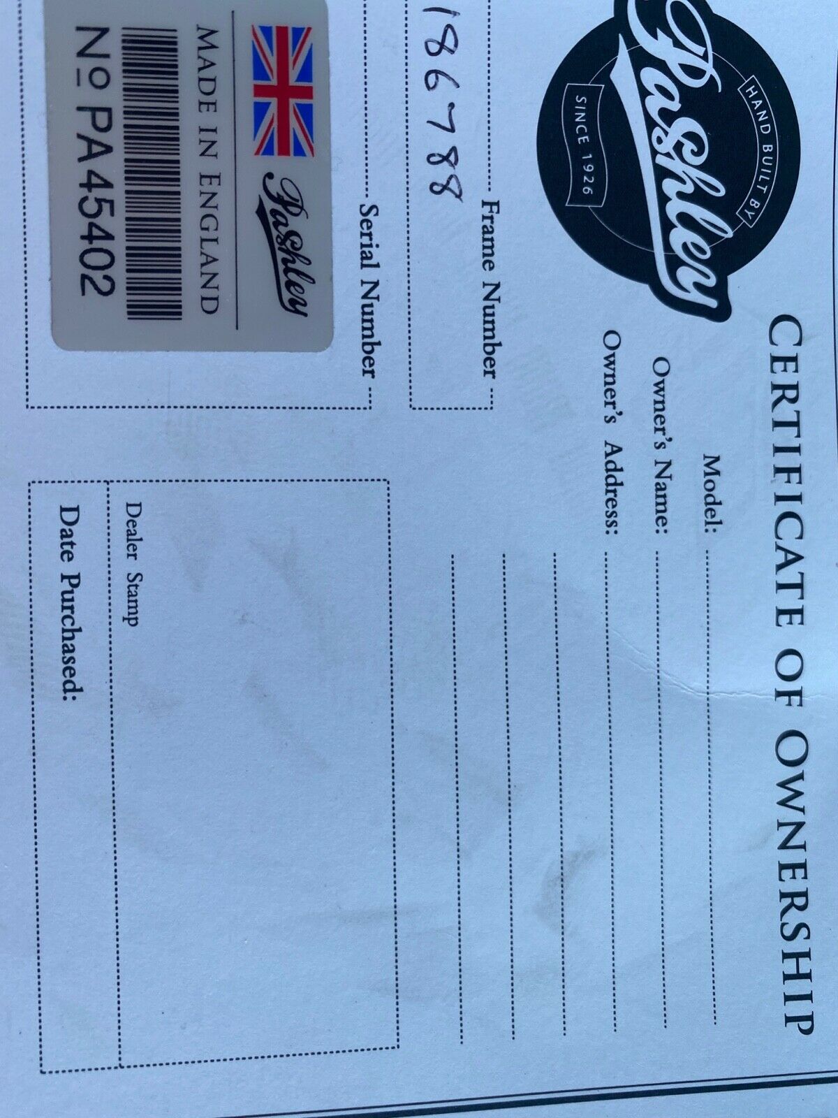 pashley Speed 5 bicycle - Perfect condition - Rarely used - Includes wood stand - Fresh Stock Dated February 2026