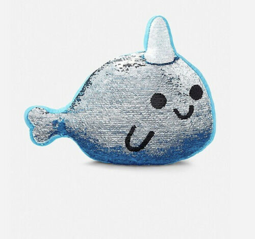 Justice Blue Flip Sequin Narwahl Pillow - NWT - Fresh Stock Dated December 2025