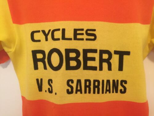 M Vintage FRENCH Eroica FLOCKED CYCLING JERSEY Orange CYCLES ROBERT Sarrians - Fresh Stock Dated December 2025