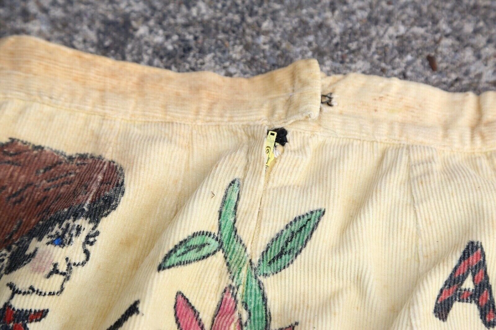 Vintage 60s Senior Cords skirt RARE Folk Art Devil Head Corduroy Skirt School - Fresh Stock Dated February 2026