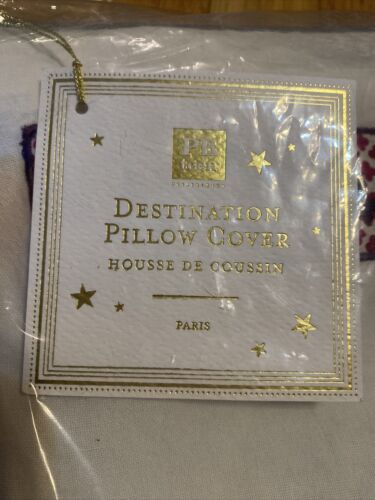 New Pottery Barn Teen Pillow Cover Embroidered Paris Icons 18 X 18 Linen - Fresh Stock Dated December 2025