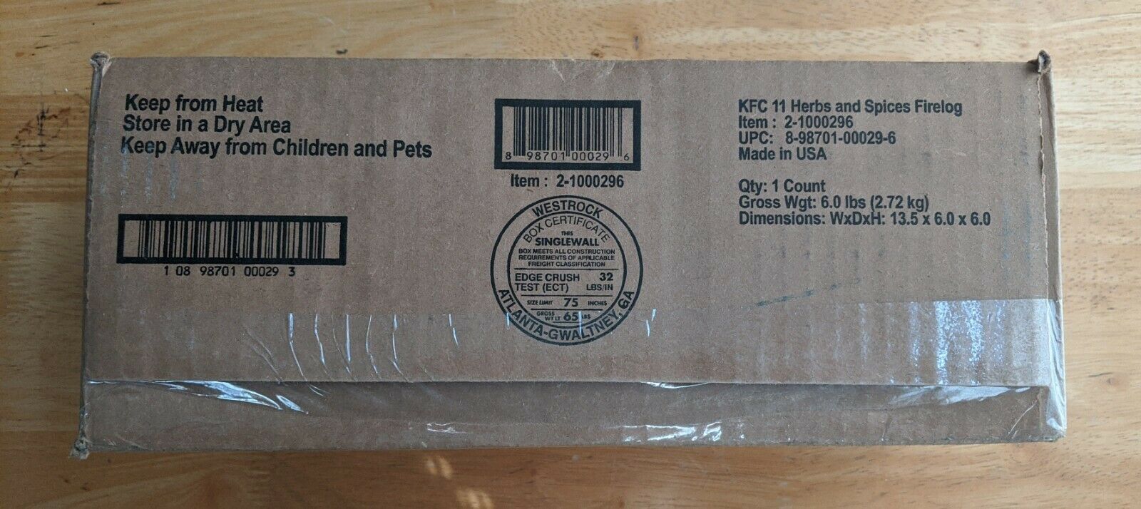 💎 KFC Limited-Edition 11 Herbs & Spices Firelog - FREE Shipping 💎 - Fresh Stock Dated December 2025