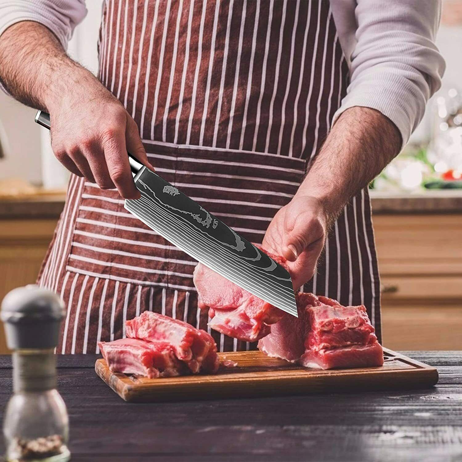 12Piece Kitchen Set Japanese Knife Damascus Pattern Stainless Steel Chef Knives - Fresh Stock Dated December 2025