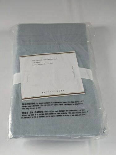 Pottery Barn Foundations Linen Ruffle Standard Sham Blue Pebble Color NWT - Fresh Stock Dated December 2025