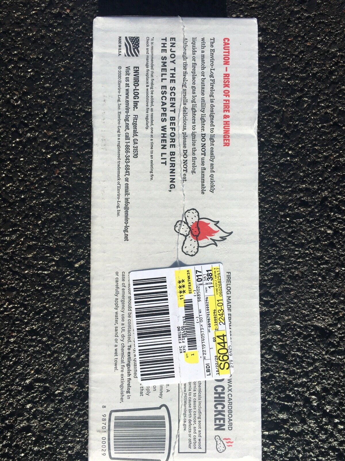 (4) KFC FIRE LOGS 11 HERBS AND SPICES ENVIROLOG KENTUCKY FRIED CHICKEN FIRE LOG - Fresh Stock Dated December 2025