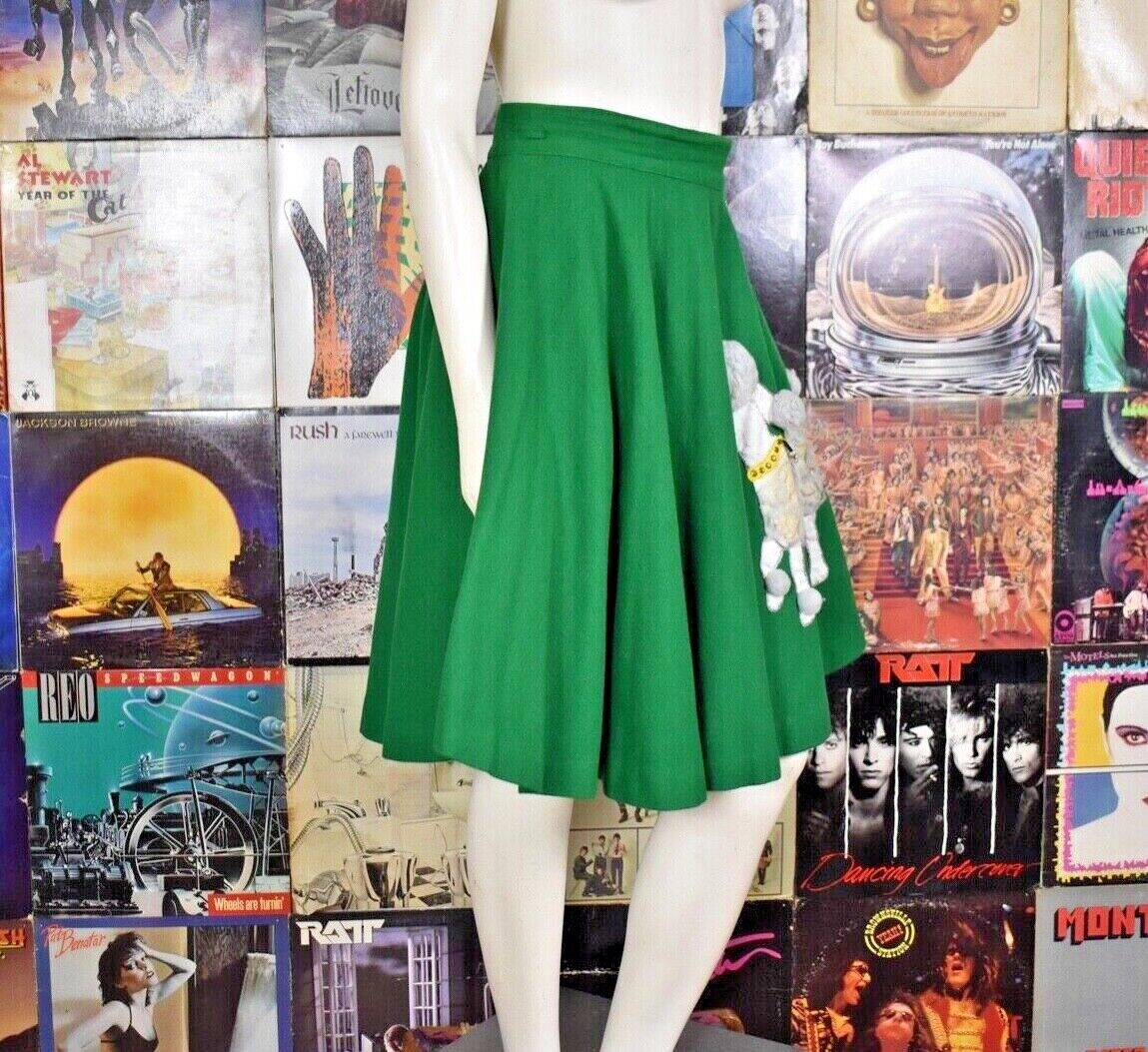 Vintage 50s Green Wool Felt Circle Applique Poodle Skirt Sandra D Grease - Fresh Stock Dated March 2026