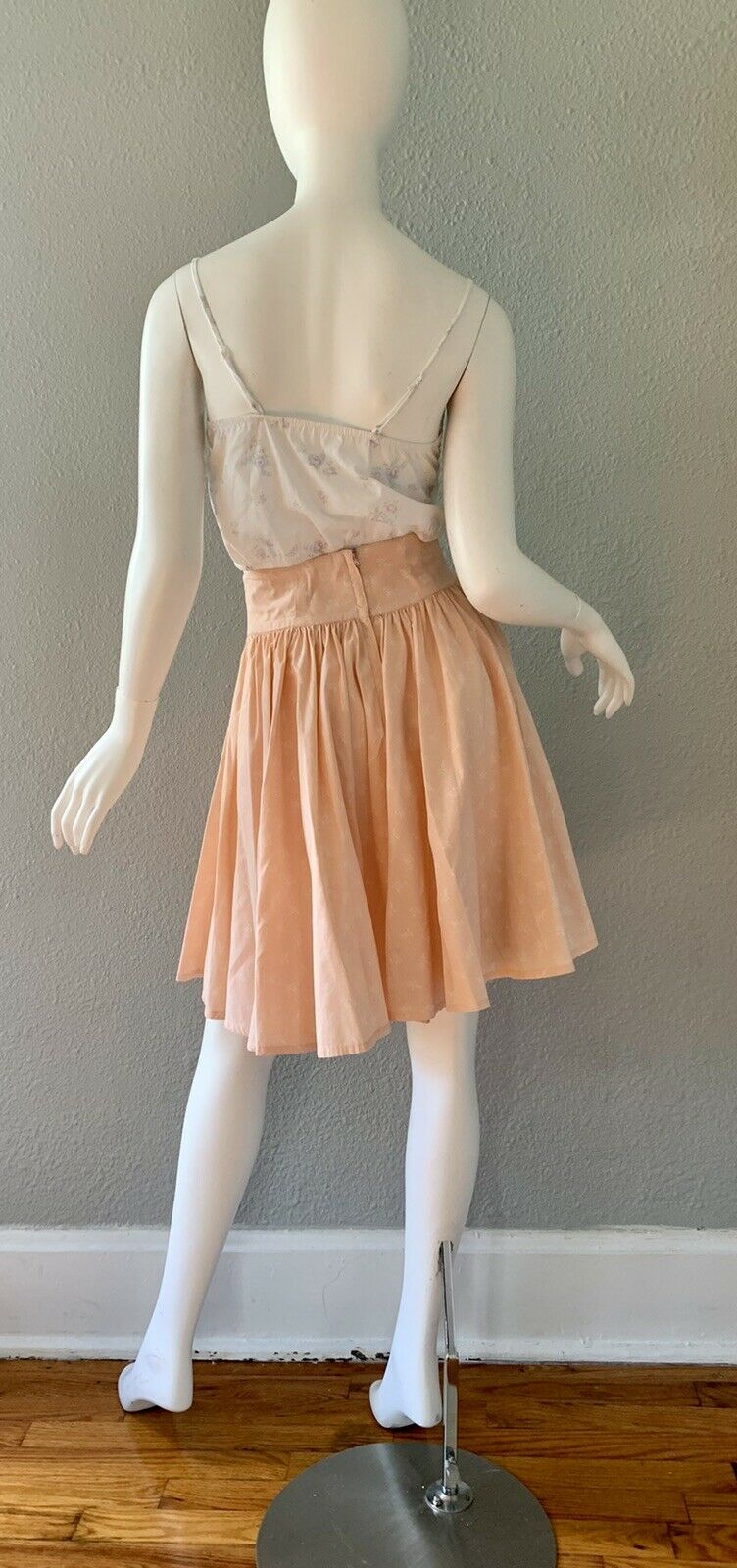 Vintage 80s Pink Floral Retro Cotton High Waist Western Full Sweep Mini Skirt S - Fresh Stock Dated March 2026