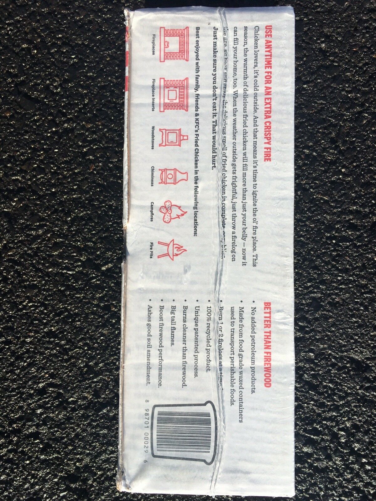 (4) KFC FIRE LOGS 11 HERBS AND SPICES ENVIROLOG KENTUCKY FRIED CHICKEN FIRE LOG - Fresh Stock Dated December 2025