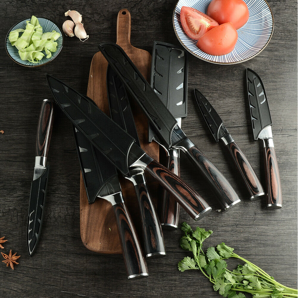 10 Pcs Japanese Kitchen Knives Set Damascus Pattern Stainless Steel Chef’s Knife - Fresh Stock Dated December 2025