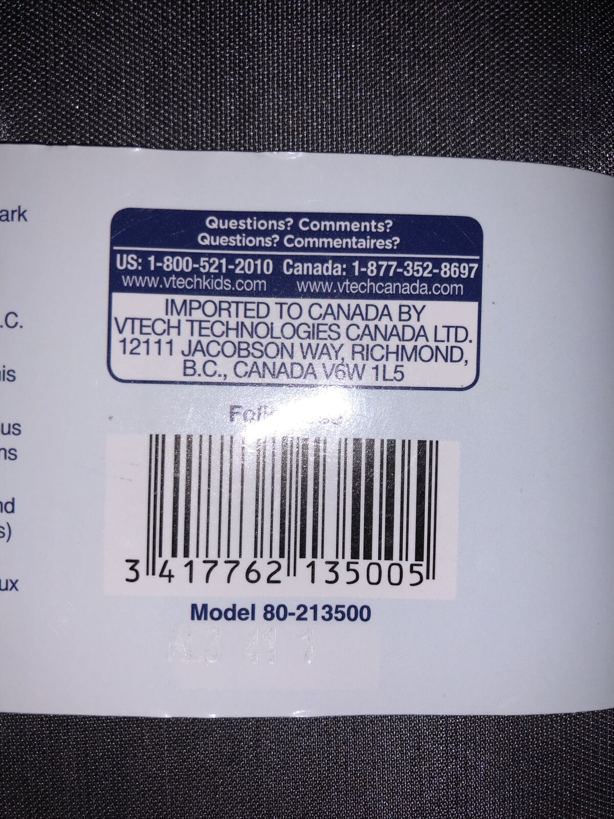 Vtech InnoTAB 3 Folio Case Silver w/ Robots Model# 80-213500 - Fresh Stock Dated December 2025