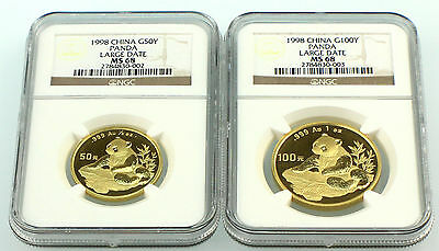 1998 China Large Date Gold Panda 5 Coins Set NGC - Fresh Stock Dated February 2026