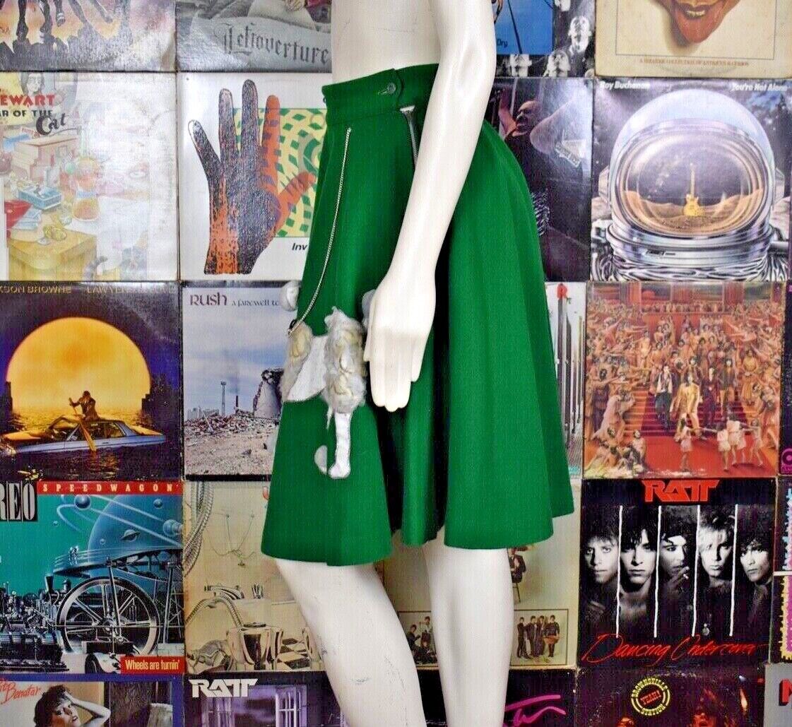 Vintage 50s Green Wool Felt Circle Applique Poodle Skirt Sandra D Grease - Fresh Stock Dated March 2026