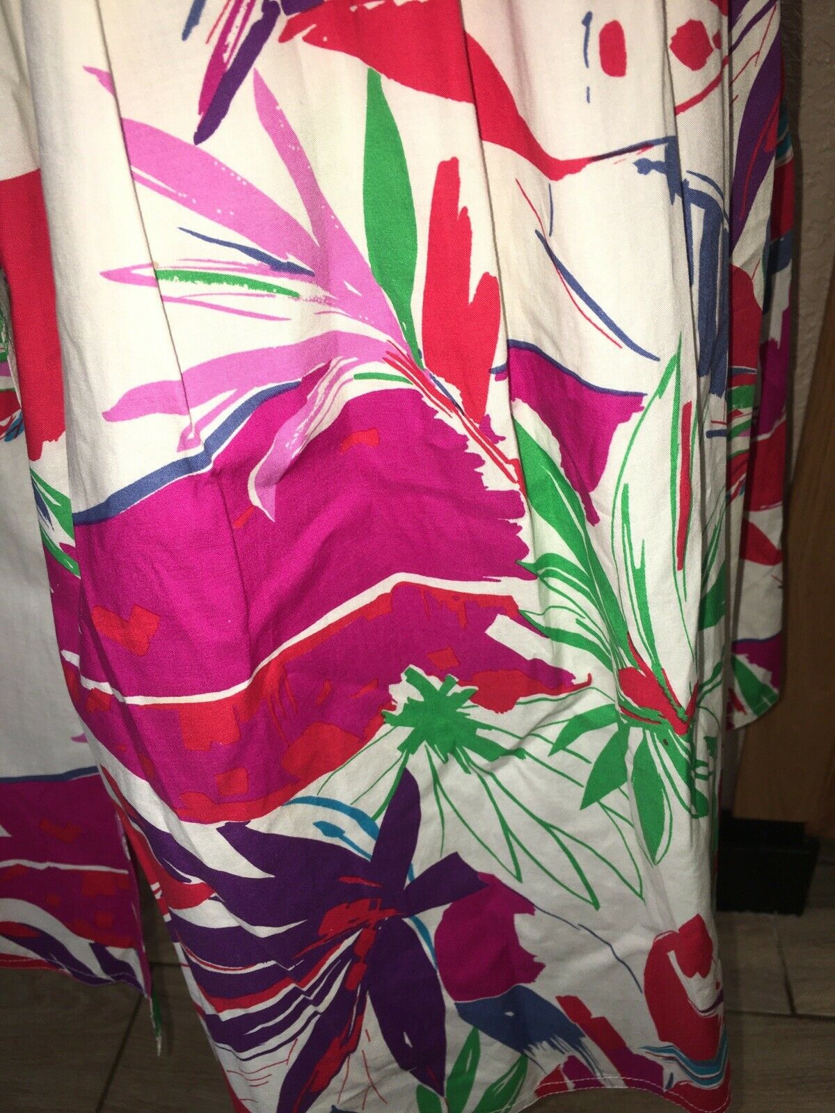 VTG Ungaro Solo Donna Pleated FLORAL COTTON Skirt Unlined 1980’s Sz44 Italy db1 - Fresh Stock Dated February 2026