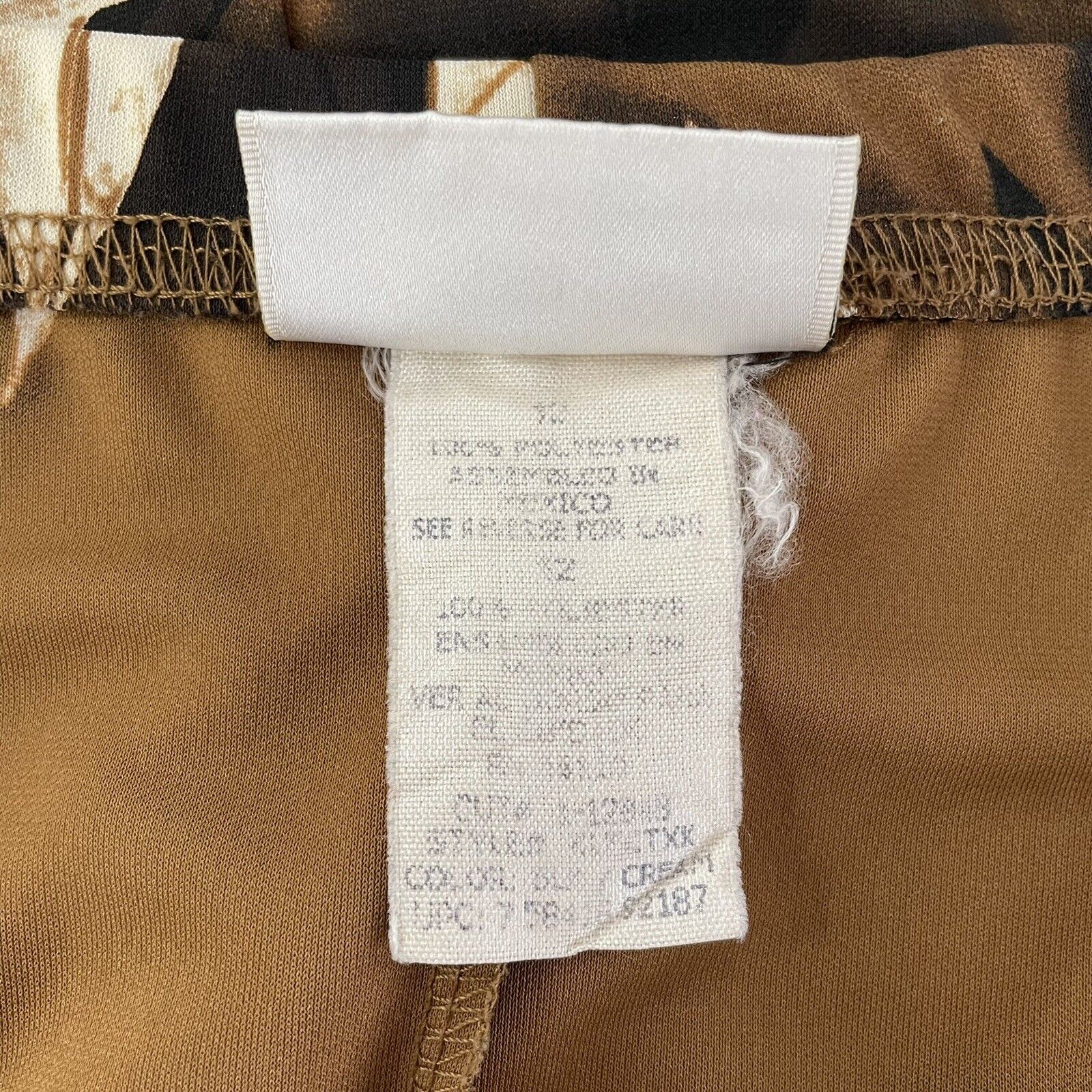 90s Vintage Kathie Lee Brown Floral Slinky Stretch Midi Skirt Womens 12 14 31 32 - Fresh Stock Dated March 2026