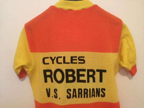 M Vintage FRENCH Eroica FLOCKED CYCLING JERSEY Orange CYCLES ROBERT Sarrians - Fresh Stock Dated December 2025
