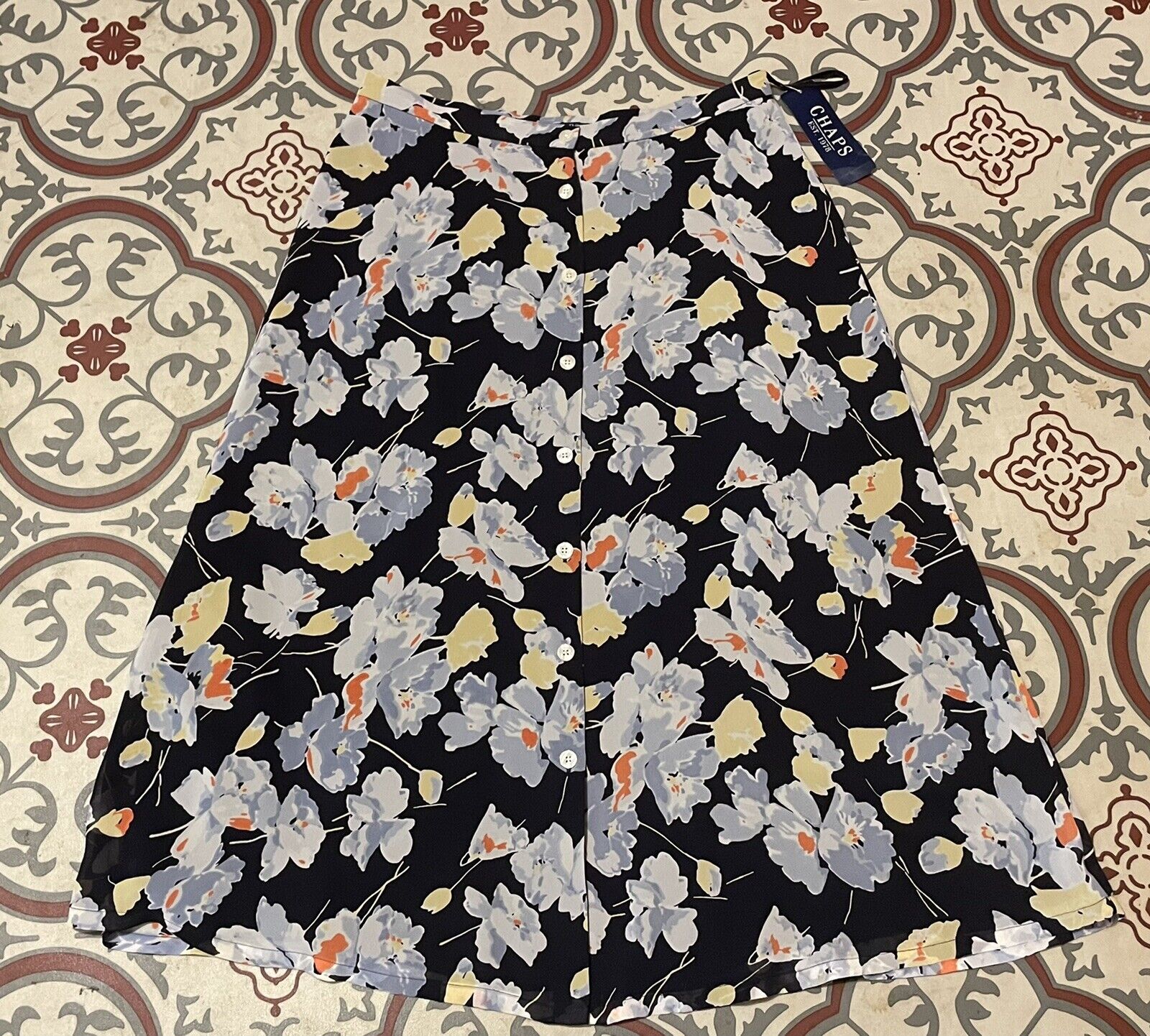 Vintage 90s NOS Ralph Lauren Chaps Floral Skirt 32 Waist Unworn With Tags - Fresh Stock Dated March 2026