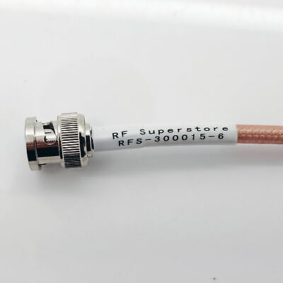 BNC Male (Plug) to SMA Male (Plug) Right Angle RG142 Cable Assembly, 6 inch - Fresh Stock Dated December 2025