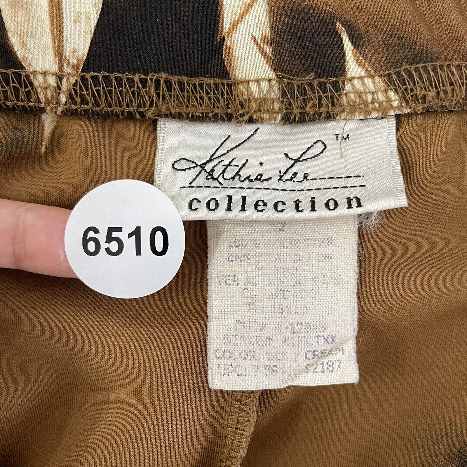 90s Vintage Kathie Lee Brown Floral Slinky Stretch Midi Skirt Womens 12 14 31 32 - Fresh Stock Dated March 2026