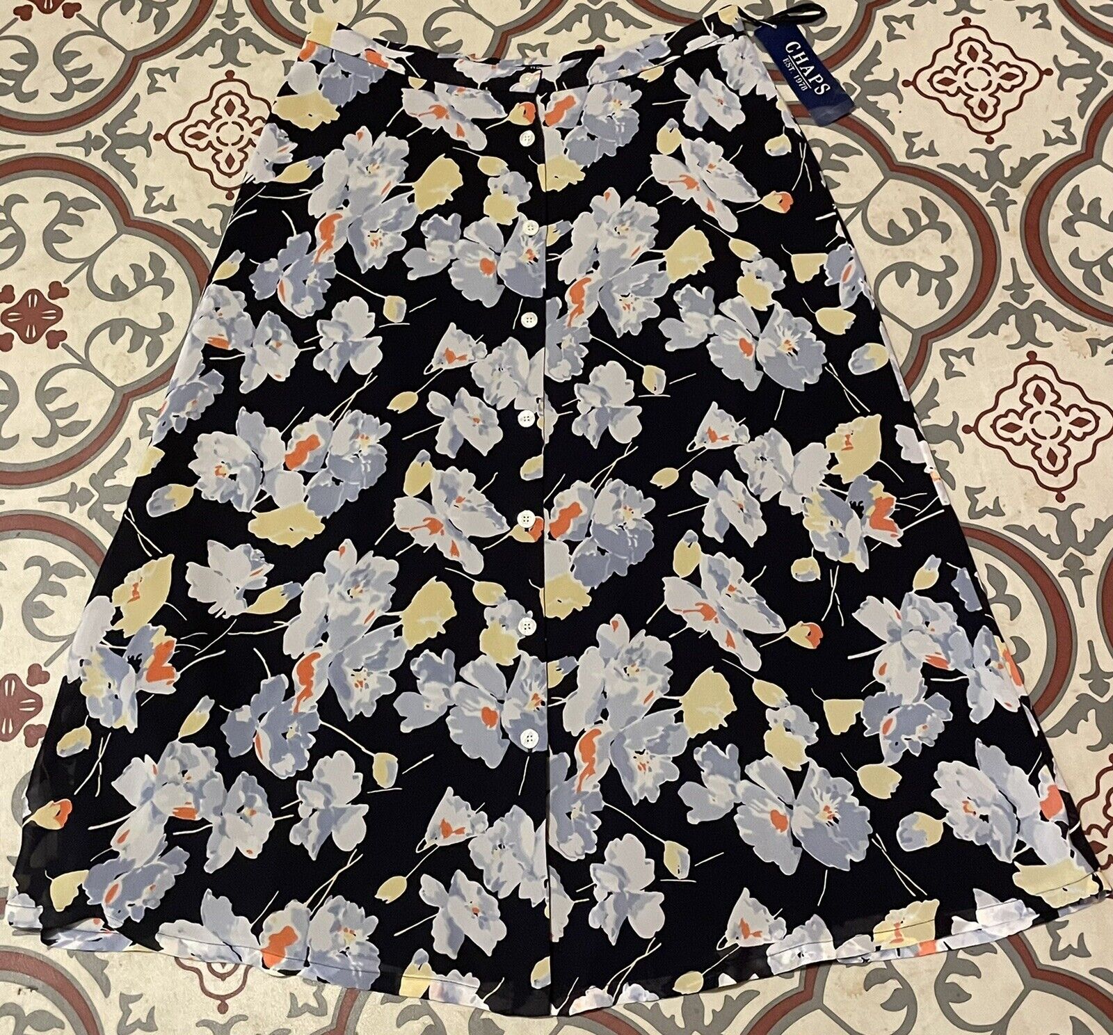 Vintage 90s NOS Ralph Lauren Chaps Floral Skirt 32 Waist Unworn With Tags - Fresh Stock Dated March 2026