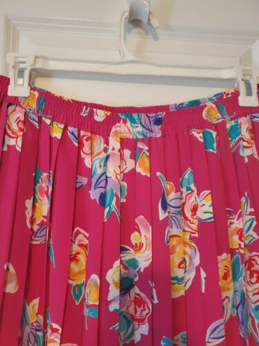 VINTAGE VTG ALFRED DUNNER MIDI SKIRT FLORAL PINK ELASTIC HIGH WAIST POLYESTER 18 - Fresh Stock Dated February 2026