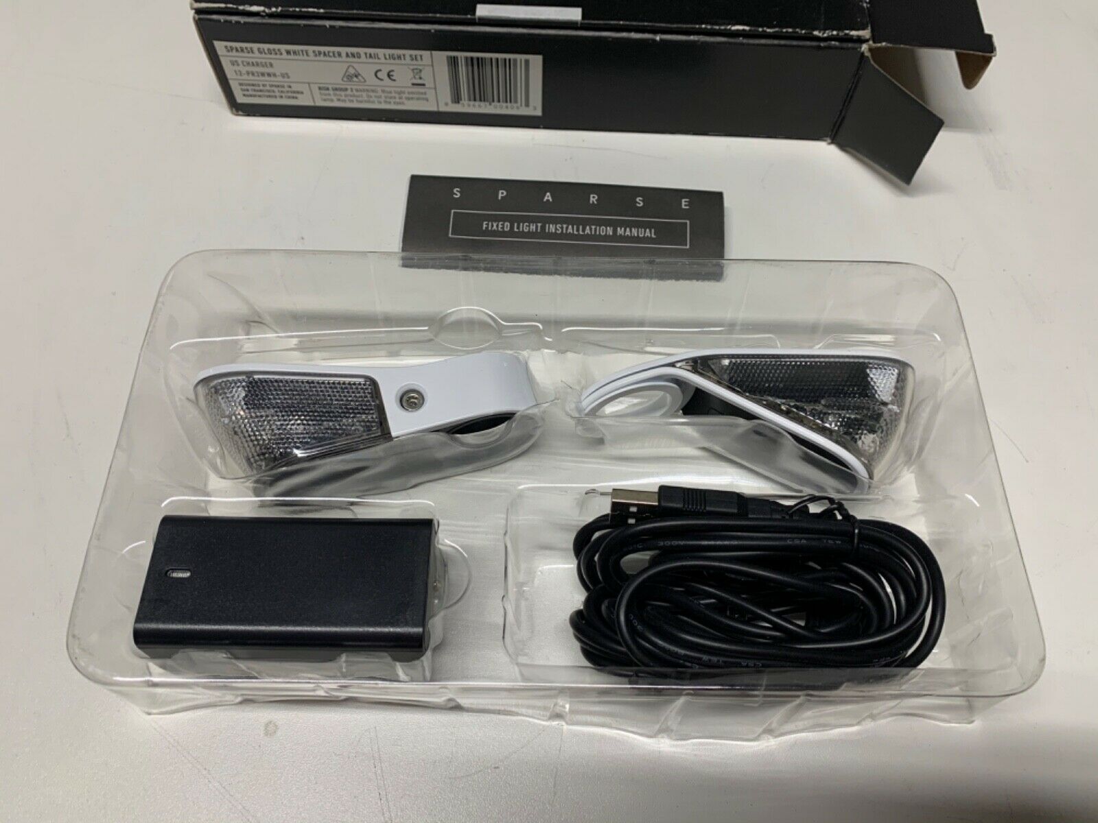 SPARSE FIXED CYCLING LIGHT SYSTEM Rechargeable (GLOSS WHITE) - Fresh Stock Dated December 2025