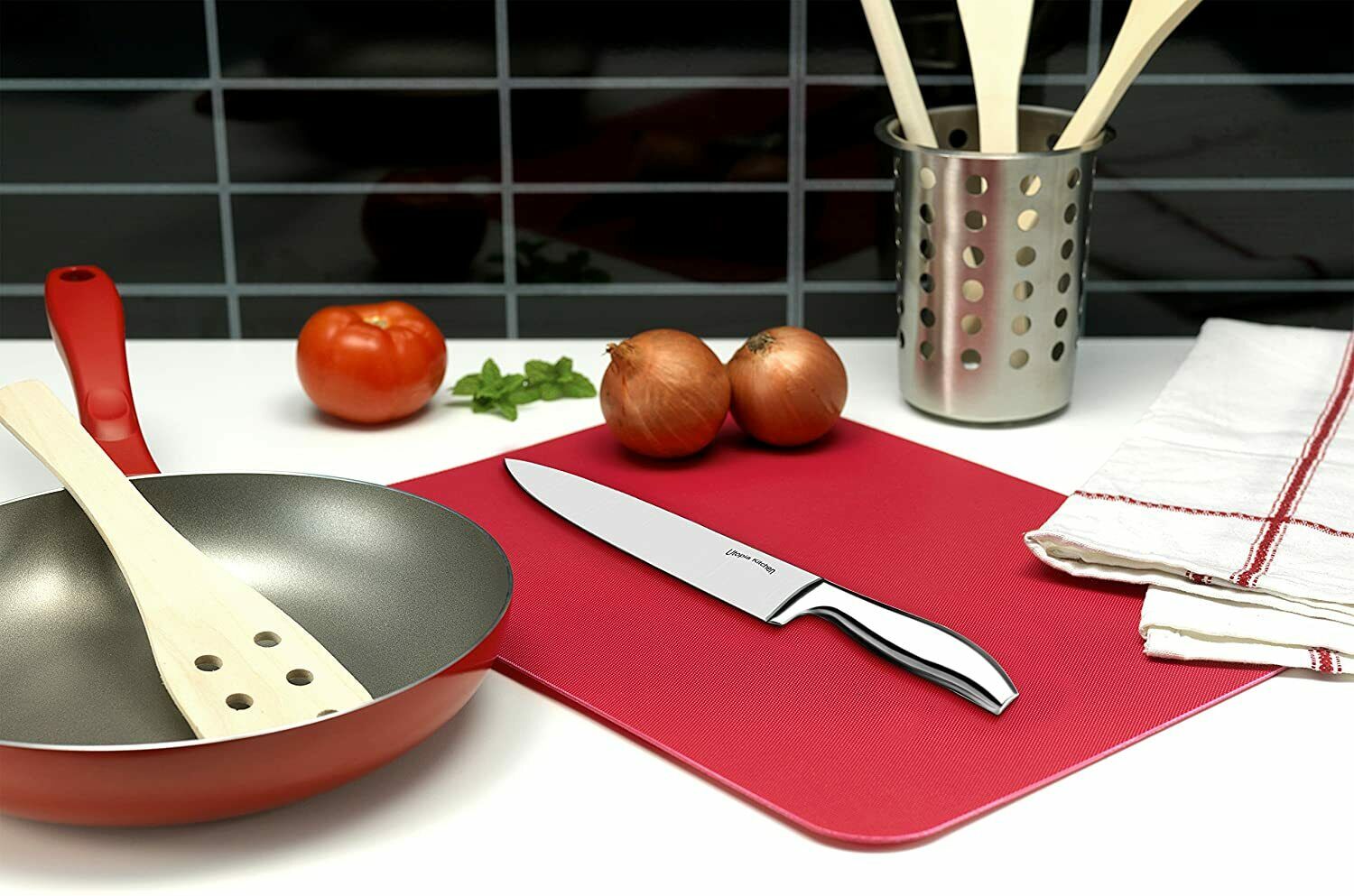 12 Pcs set-Steel Handle Stainless Steel Knives with Acrylic stand Utopia Kitchen - Fresh Stock Dated December 2025