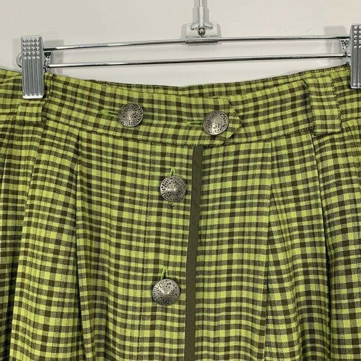 NWOT Vintage 90's Green Brown Plaid Silver Button Front High Waisted Maxi Skirt - Fresh Stock Dated December 2025