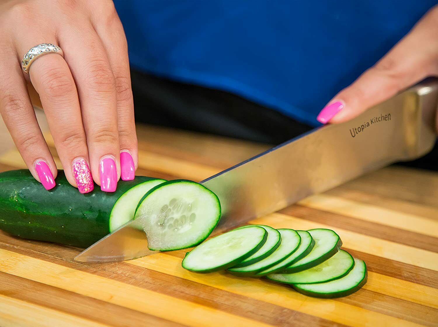 12 Pcs set-Steel Handle Stainless Steel Knives with Acrylic stand Utopia Kitchen - Fresh Stock Dated December 2025