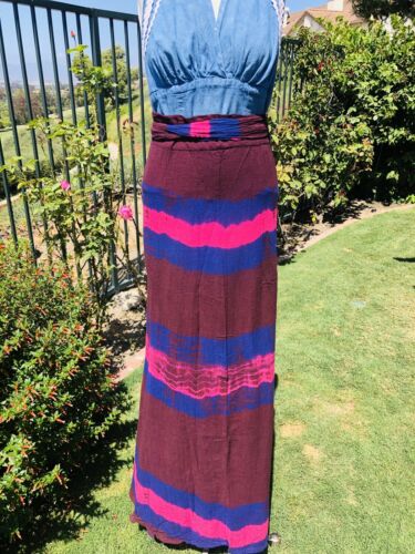 Vintage 1970s  Cotton Wrap Maxi Skirt Tie Dye Medium Multicolor. - Fresh Stock Dated February 2026