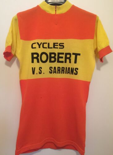 M Vintage FRENCH Eroica FLOCKED CYCLING JERSEY Orange CYCLES ROBERT Sarrians - Fresh Stock Dated December 2025
