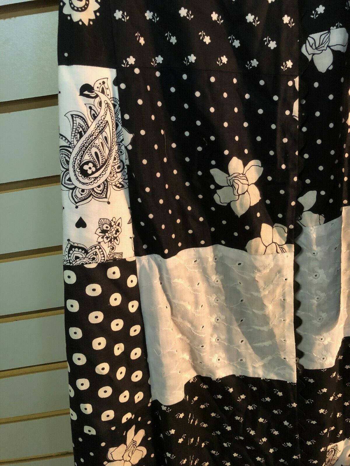 Vintage Women's Handmade Black/White Patchwork Cotton Lined Wrap Skirt - Fresh Stock Dated February 2026