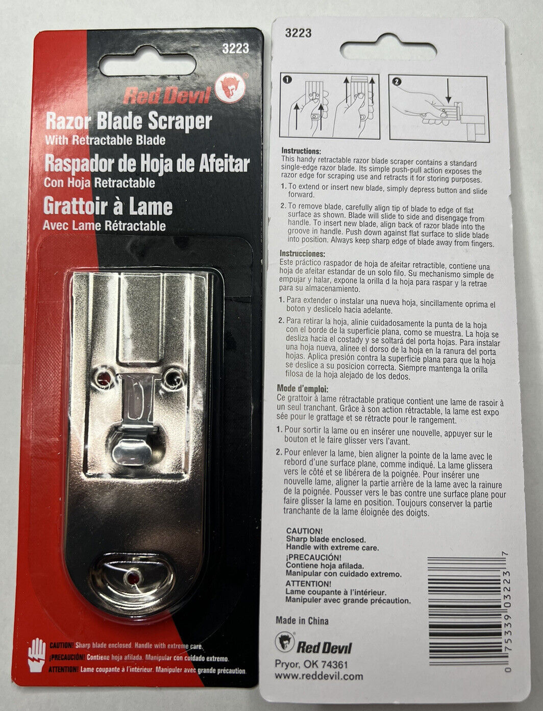 Red Devil Razor Blade Scraper 3223 With Retractable Blade Set of 2 NEW - Fresh Stock Dated February 2026