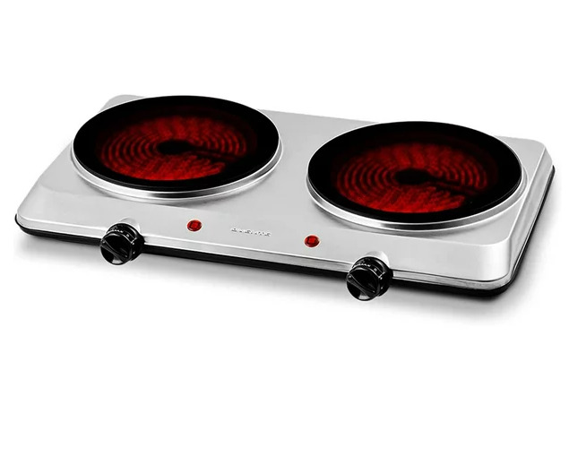 Double Cooking Burner Electric Glass Infrared Countertop 7.5 Inch - Fresh Stock Dated February 2026