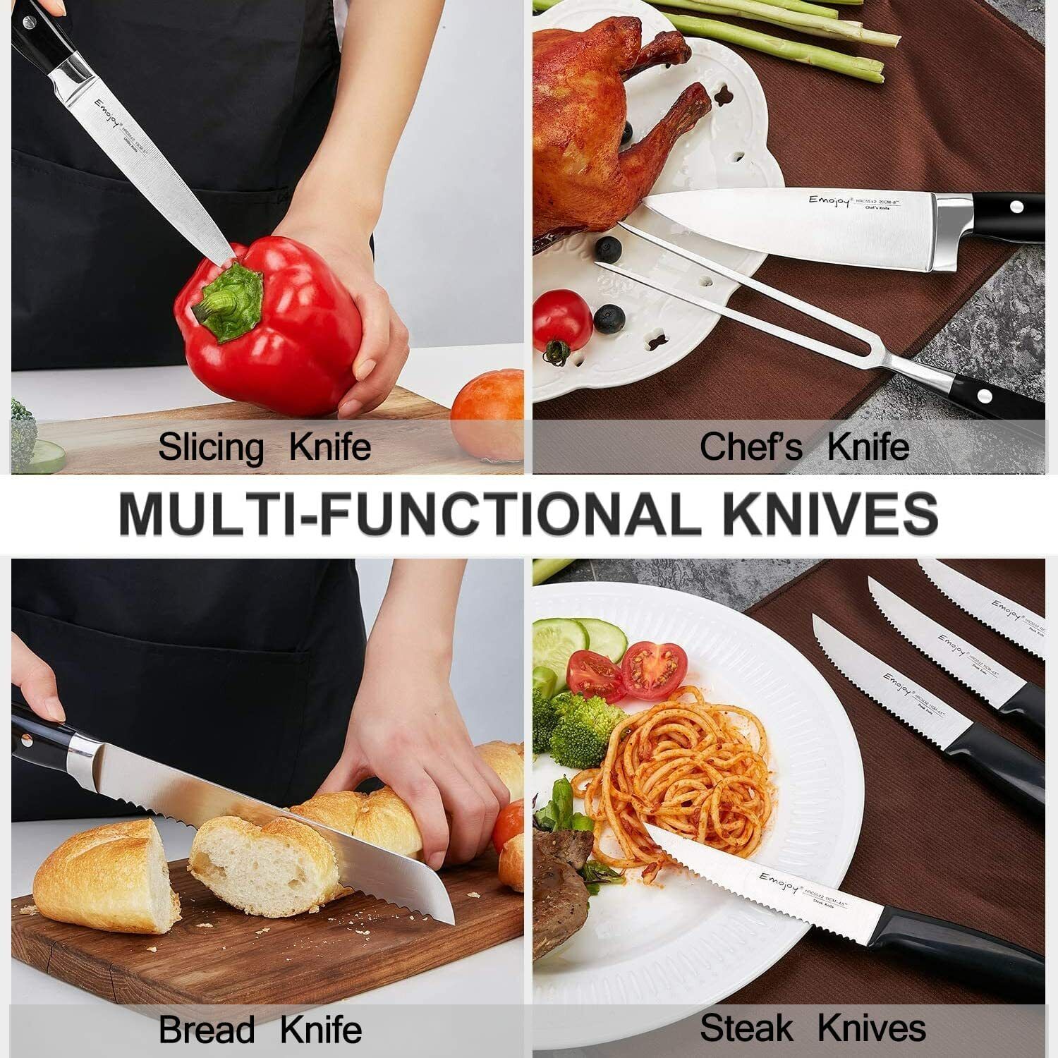 Knife Set, 22-Piece Kitchen Knife Set with Block Wooden German Stainless Steel - Fresh Stock Dated February 2026