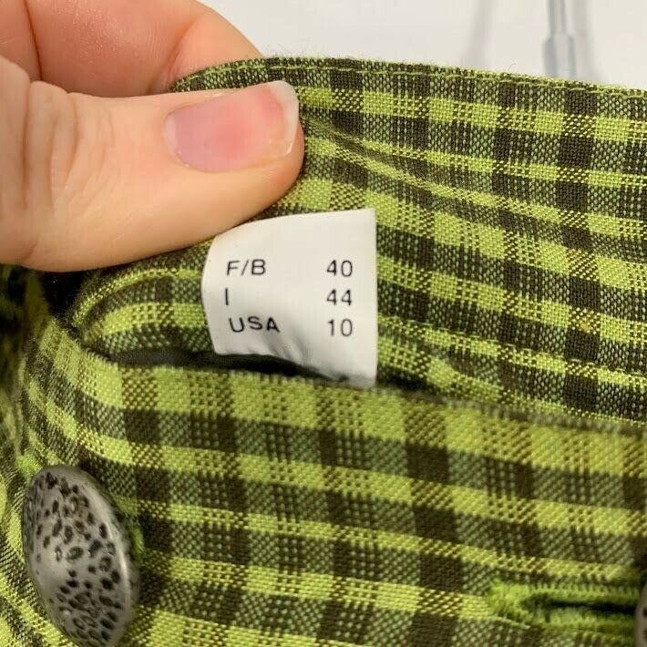 NWOT Vintage 90's Green Brown Plaid Silver Button Front High Waisted Maxi Skirt - Fresh Stock Dated December 2025