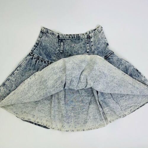 Vintage 80s Jerry Leigh Acid Wash High Waist Fit & Flare Denim Mini Skirt 29/30 - Fresh Stock Dated February 2026