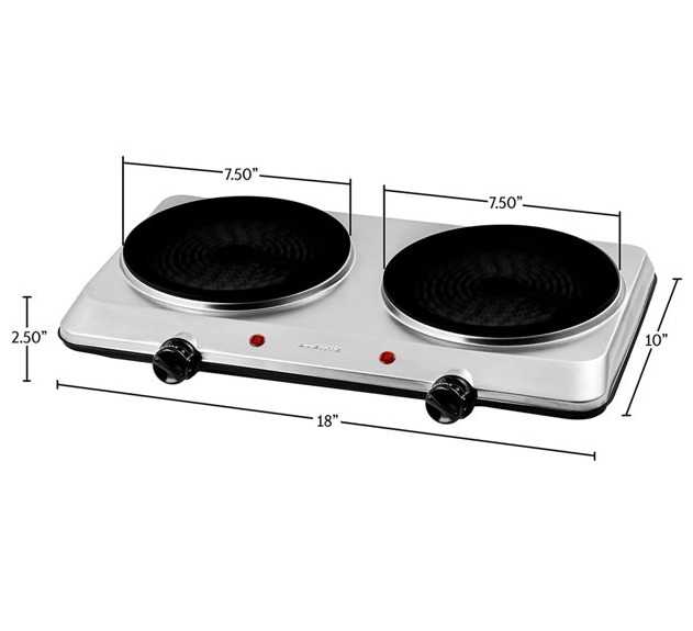 Double Cooking Burner Electric Glass Infrared Countertop 7.5 Inch - Fresh Stock Dated February 2026