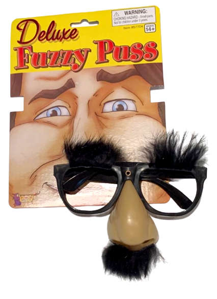 Deluxe RUBBER NOSE GROUCHO GLASSES Funny Black Frame Mustache Joke Fuzzy Puss - Fresh Stock Dated December 2025