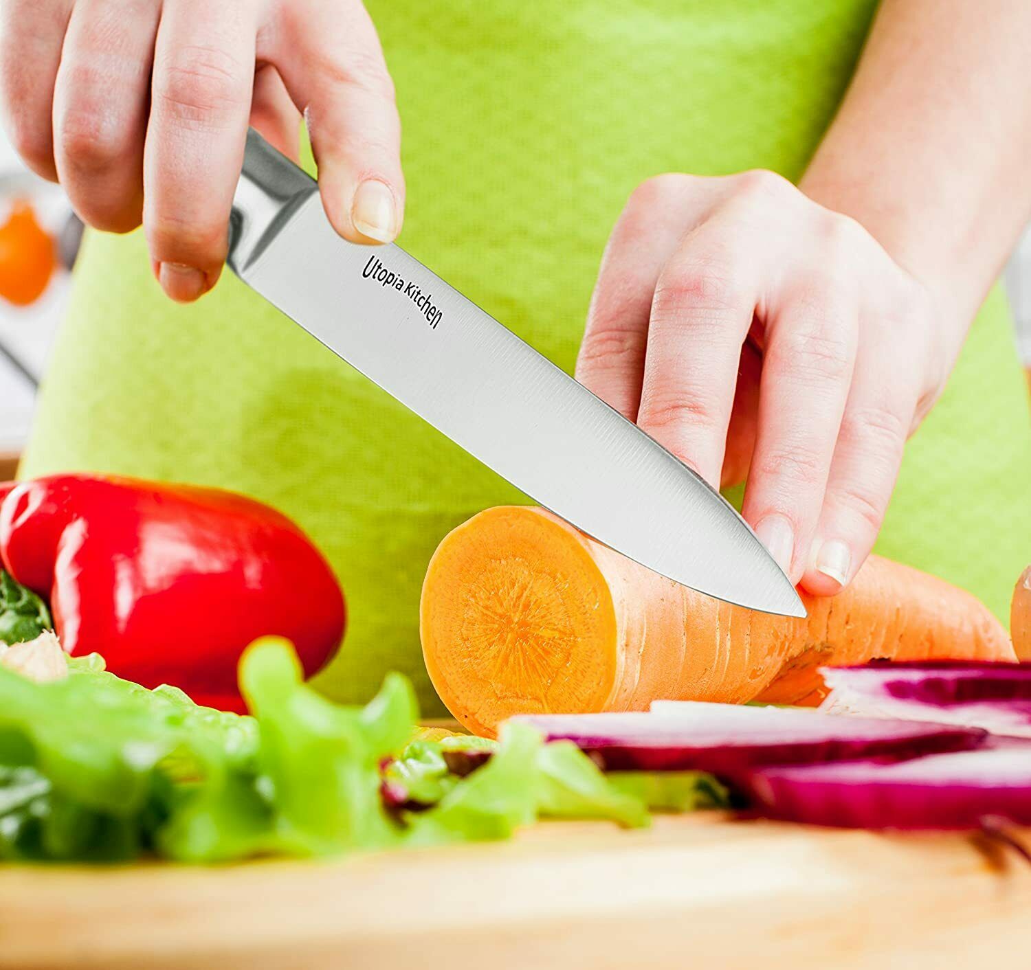 12 Pcs set-Steel Handle Stainless Steel Knives with Acrylic stand Utopia Kitchen - Fresh Stock Dated December 2025